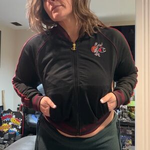 Champion Black Jacket/Top Zip-up with Red and Gold Trim